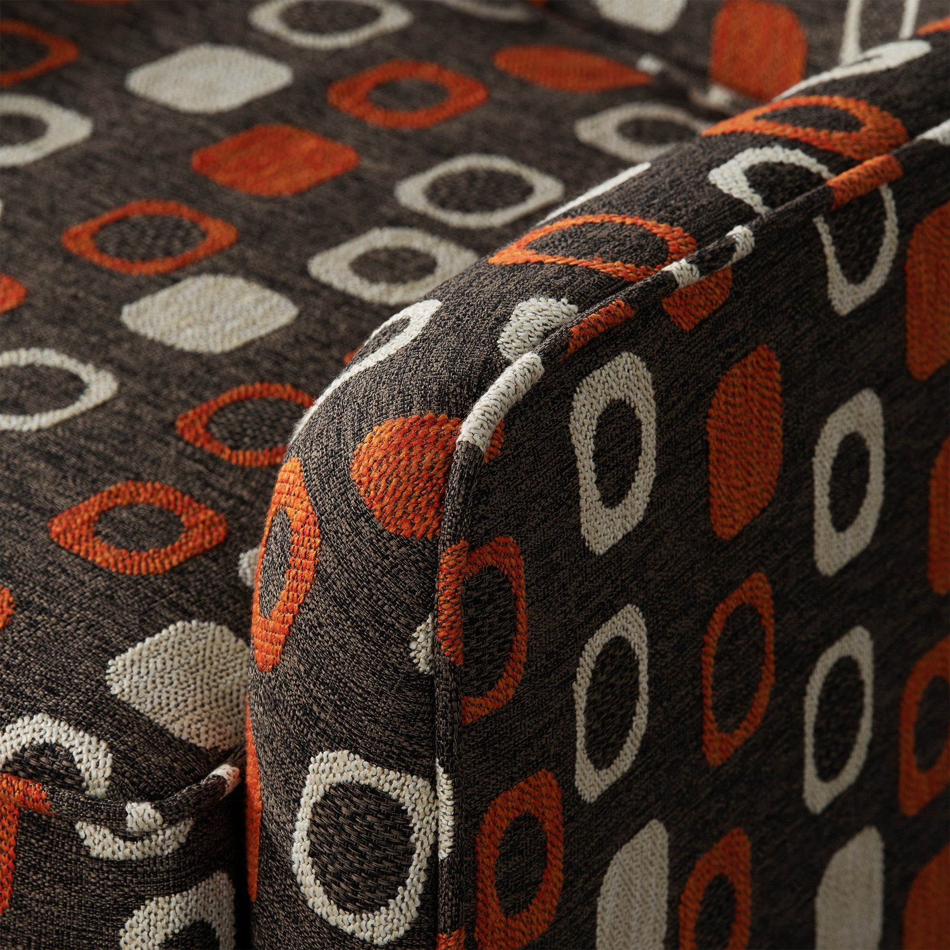 Accent Chair For Living Room Brown Mix Polyester Fabric