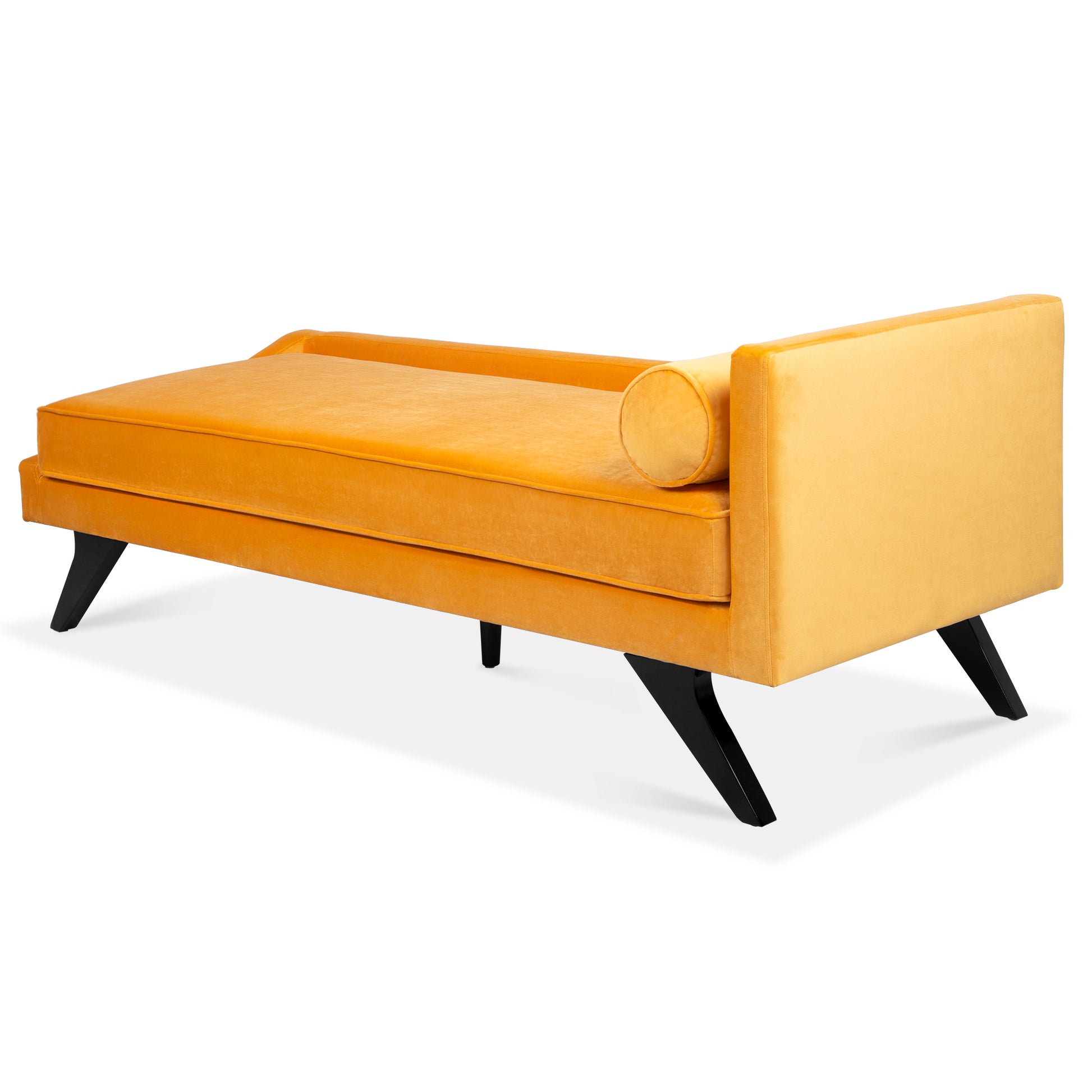 Right Square Arm Reclining Chaise Lounge Yellow Fabric