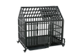 Heavy Duty Dog Cage Pet Crate With Roof Black Carbon Steel