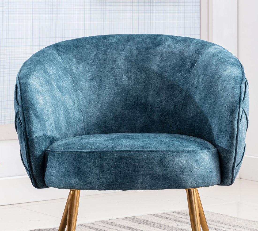Gorgeous Living Room Accent Chair 1Pc Button Tufted Back Covering Blue Fabric Upholstered Metal Legs Blue Primary Living Space Ultra Modern Solid Wood