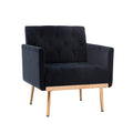 Coolmore Accent Chair ,Leisure Single Sofa With Rose Golden Feet Black Polyester