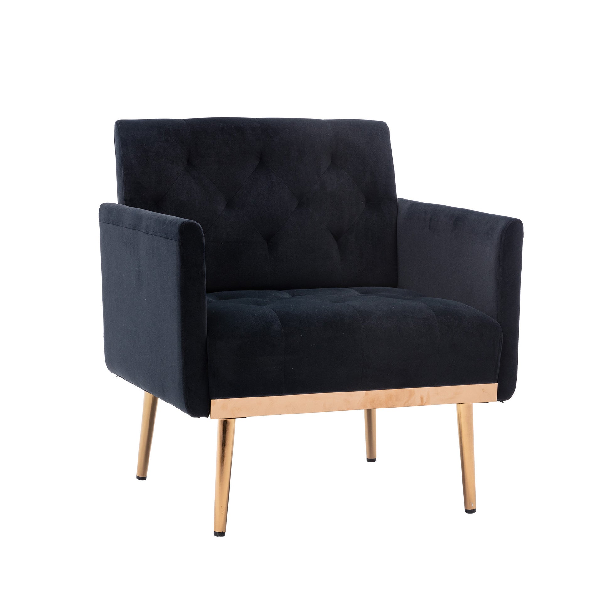 Coolmore Accent Chair ,Leisure Single Sofa With Rose Golden Feet Black Polyester