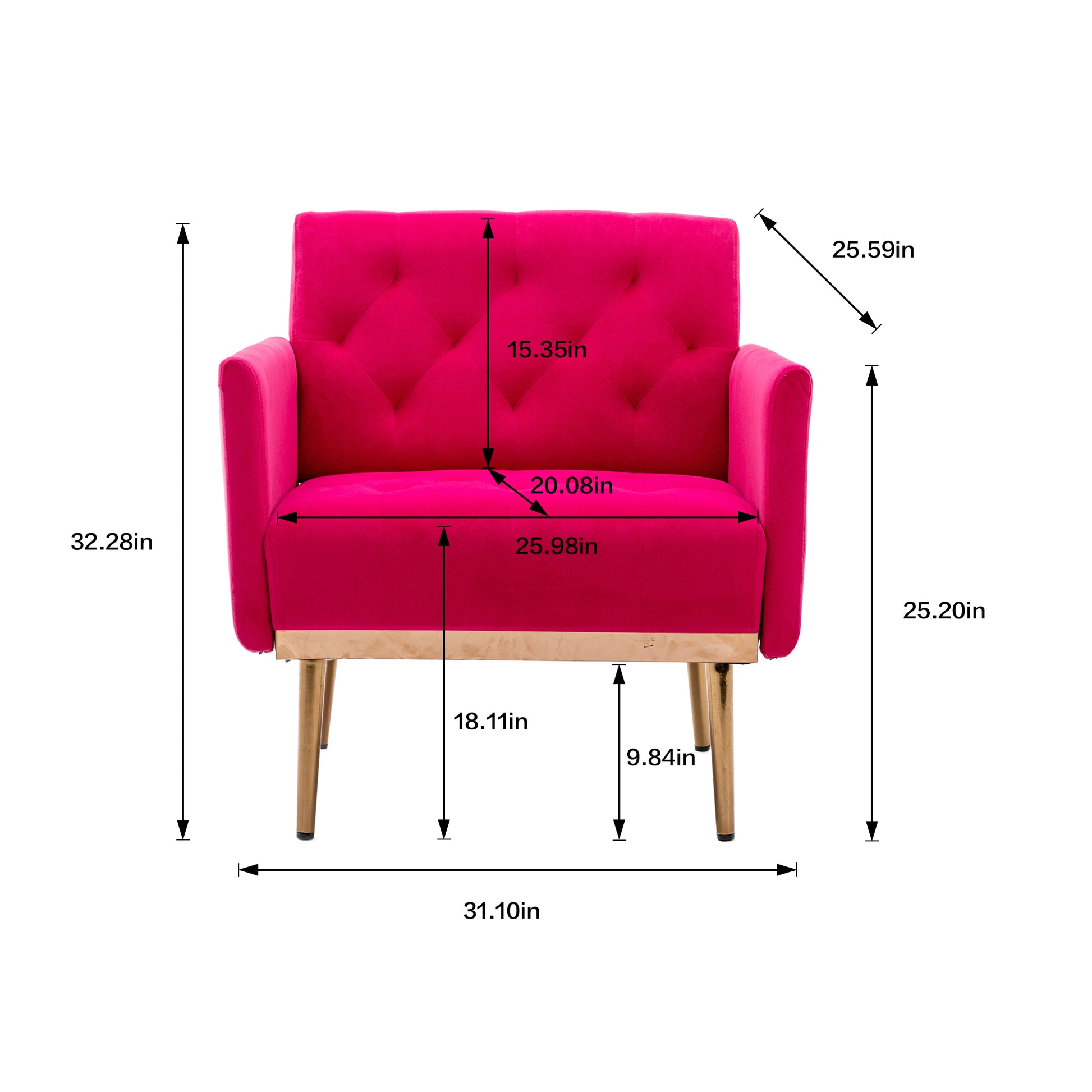 Coolmore Accent Chair ,Leisure Single Sofa With Rose Golden Feet Rose Red Polyester
