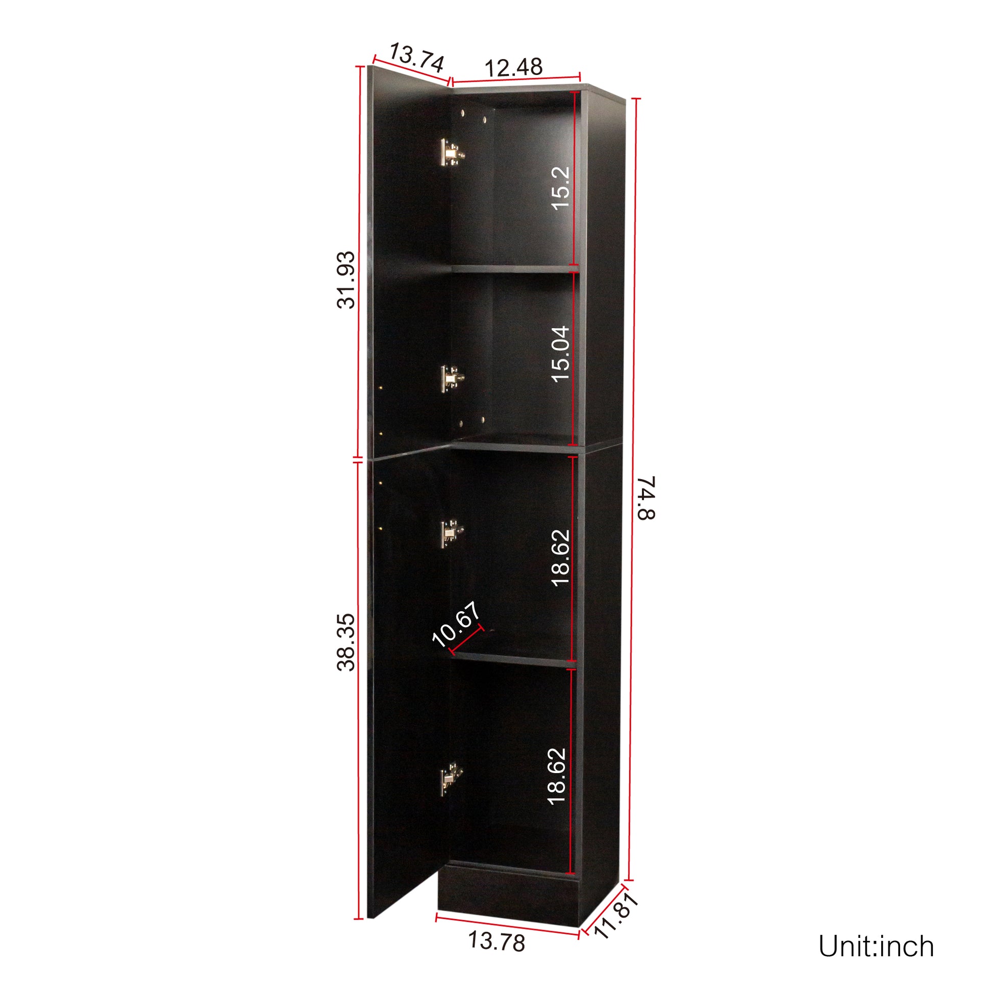 Freestanding Cabinet With Inadjustable Shelves And Two Doors For Kitchen, Dining Room,Black Black Mdf