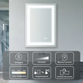 20x28 Inch LED Lighted Bathroom Mirror with 3 Colors silver-aluminium