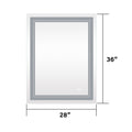 28x36 Inch LED Lighted Bathroom Mirror with 3 Colors silver-aluminium