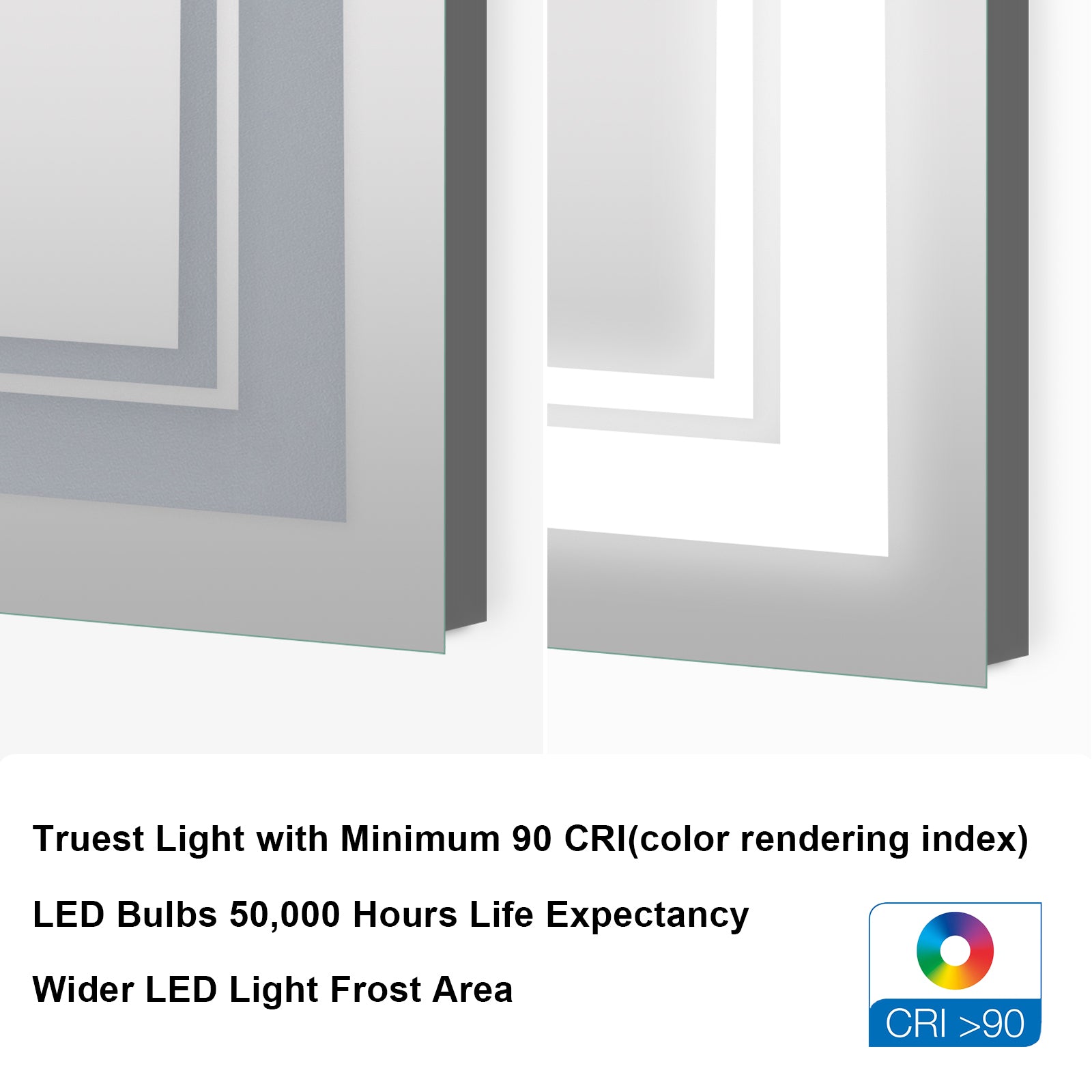 24x32 Inch LED Lighted Bathroom Mirror with 3 Colors silver-aluminium