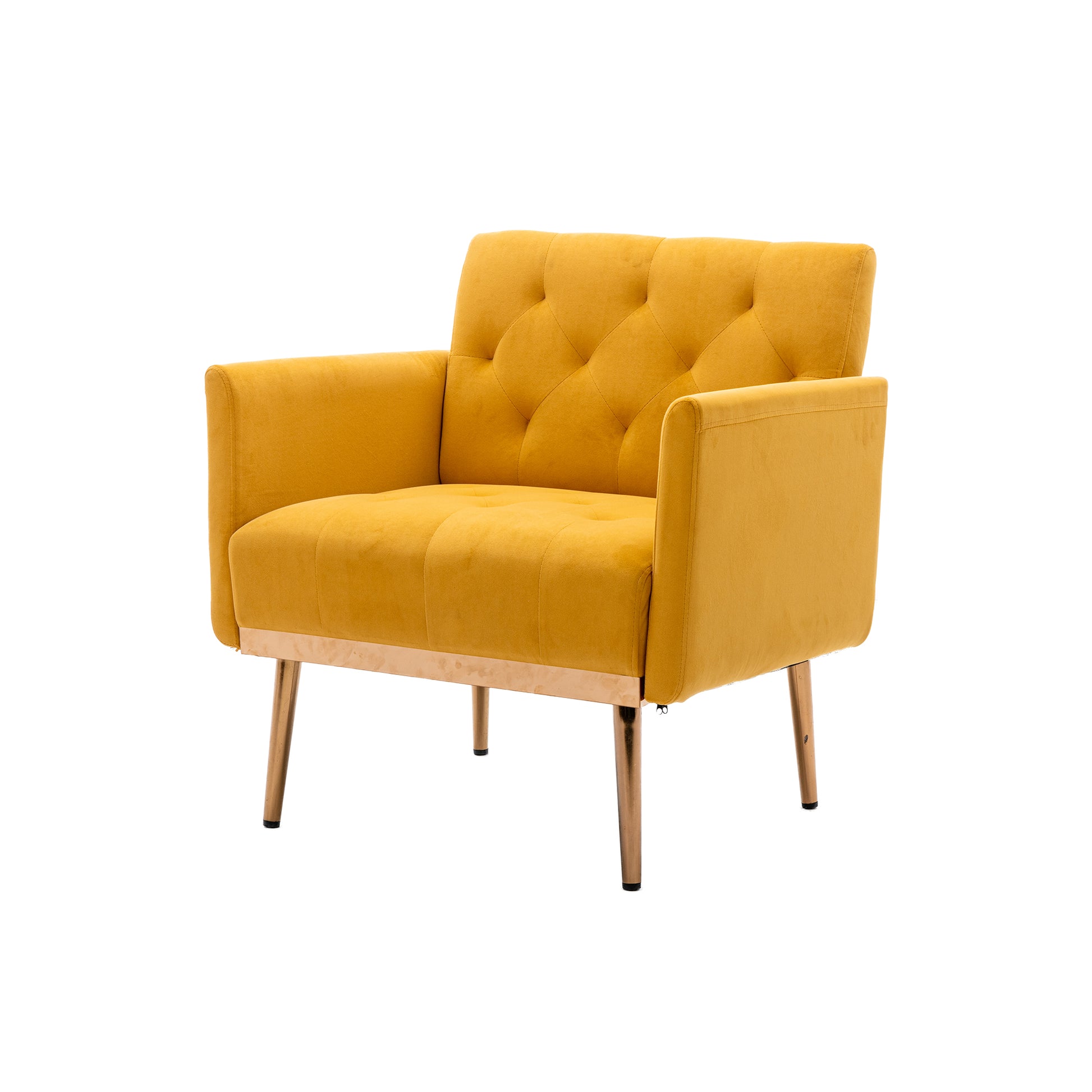 Coolmore Accent Chair ,Leisure Single Sofa With Rose Golden Feet Mustard Polyester