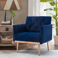 Coolmore Accent Chair ,Leisure Single Sofa With Rose Golden Feet Navy Polyester