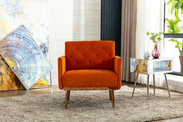 Coolmore Accent Chair ,Leisure Single Sofa With Rose Golden Feet Orange Polyester