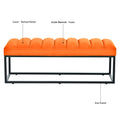 Metal Base Upholstered Bench For Bedroom For Entryway Orange Fabric
