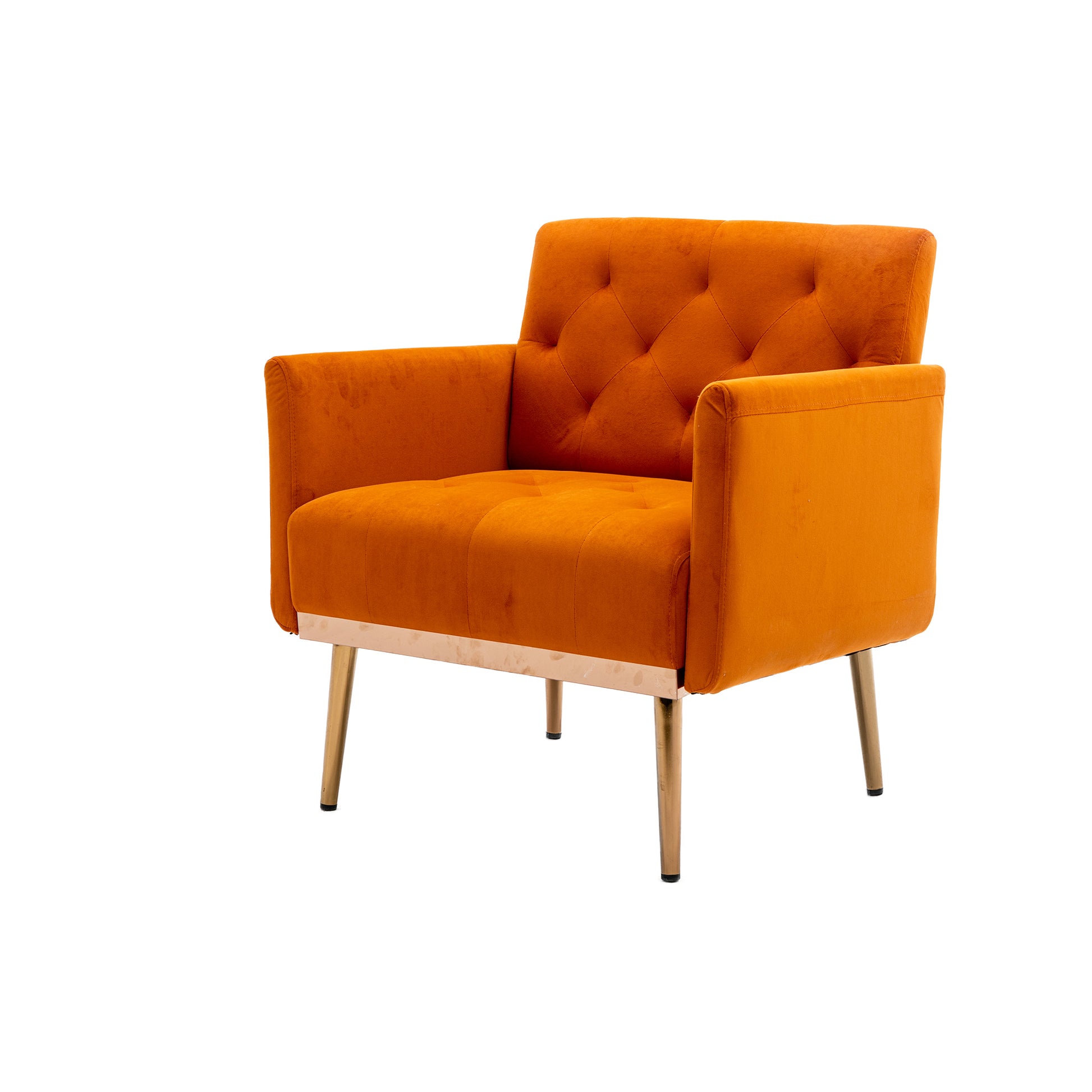Coolmore Accent Chair ,Leisure Single Sofa With Rose Golden Feet Orange Polyester
