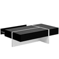 Contemporary Rectangle Design Living Room Furniture, Modern High Gloss Surface Cocktail Table, Center Table For Sofa Or Upholstered Chairs, 45.2*25.5*13.7In, Black Black Particle Board