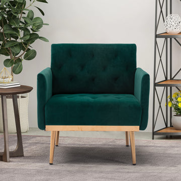 Coolmore Accent Chair ,Leisure Single Sofa With Rose Golden Feet Green Polyester
