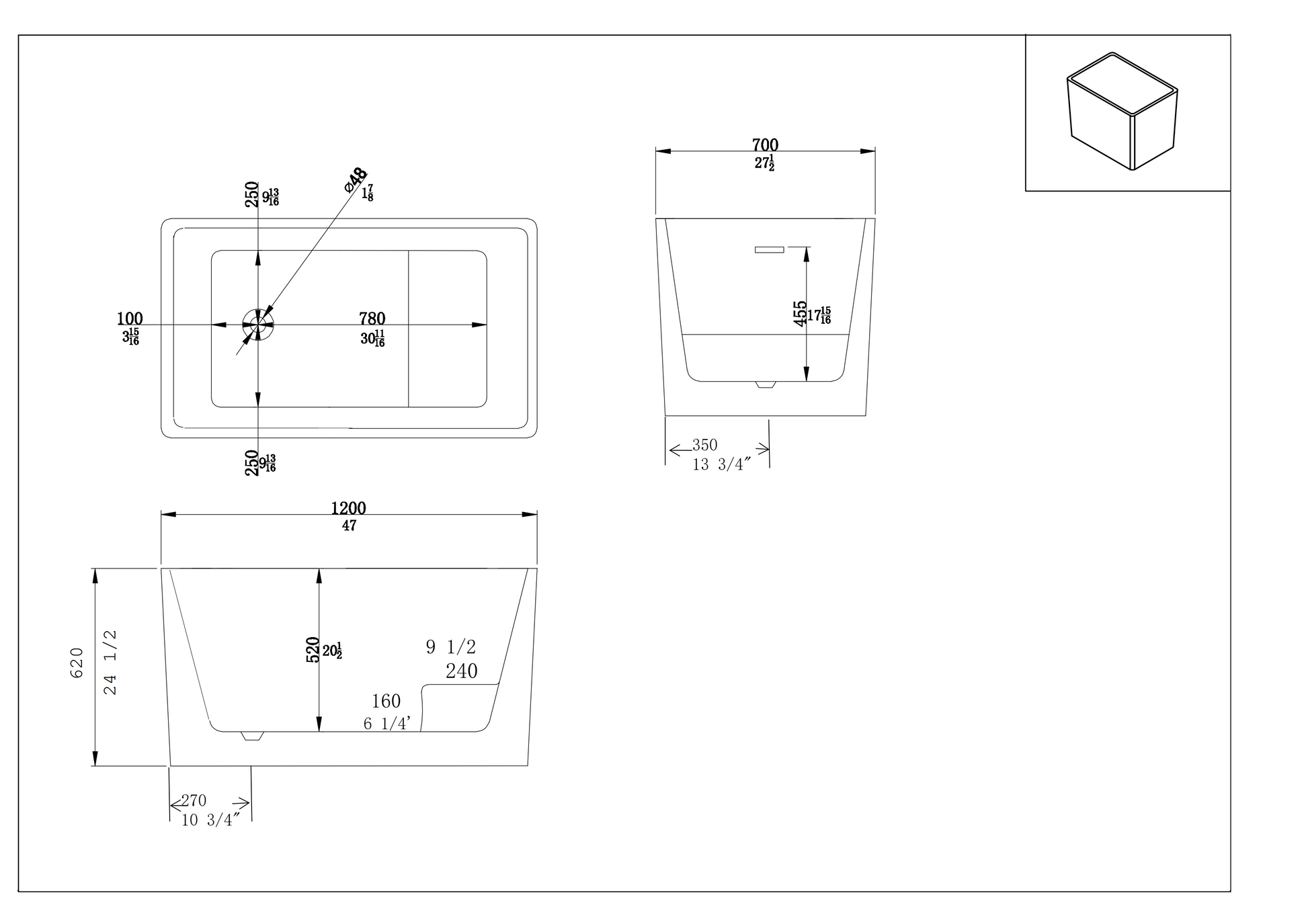 Freestanding Acrylic Flatbottom Soaking Tub Bathtub In White White Ceramic