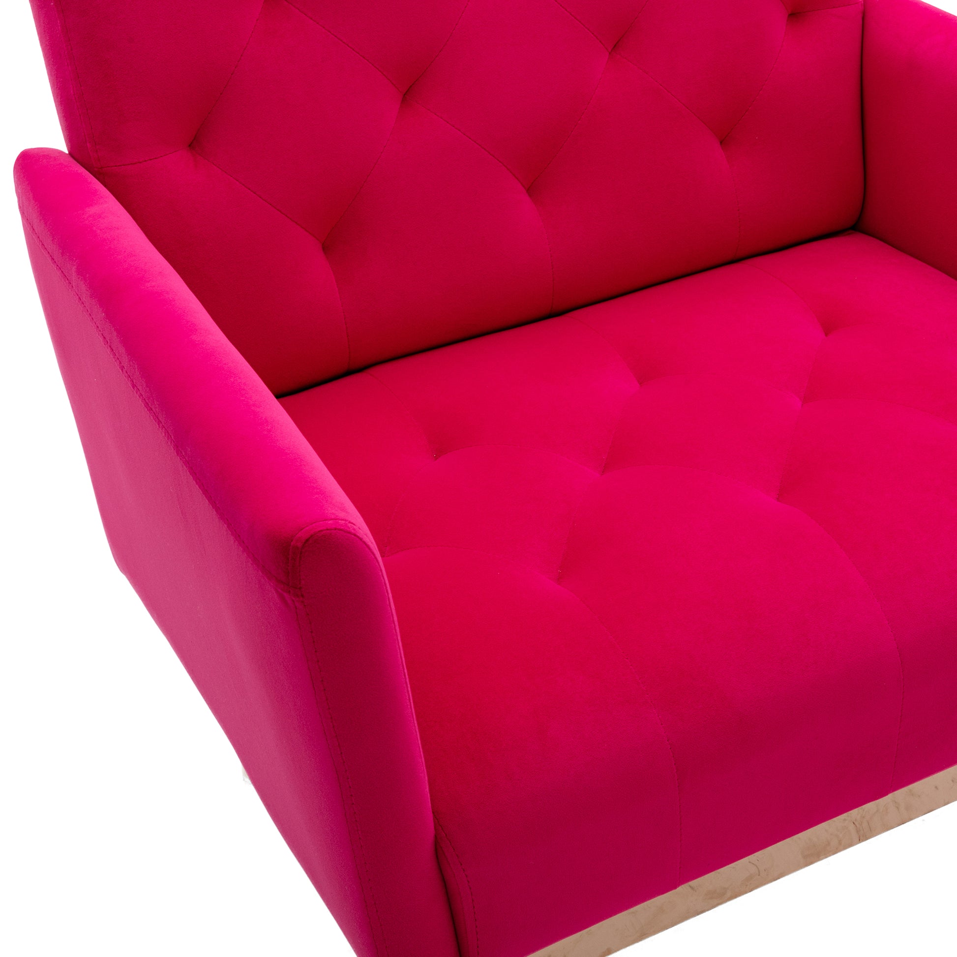 Coolmore Accent Chair ,Leisure Single Sofa With Rose Golden Feet Rose Red Polyester