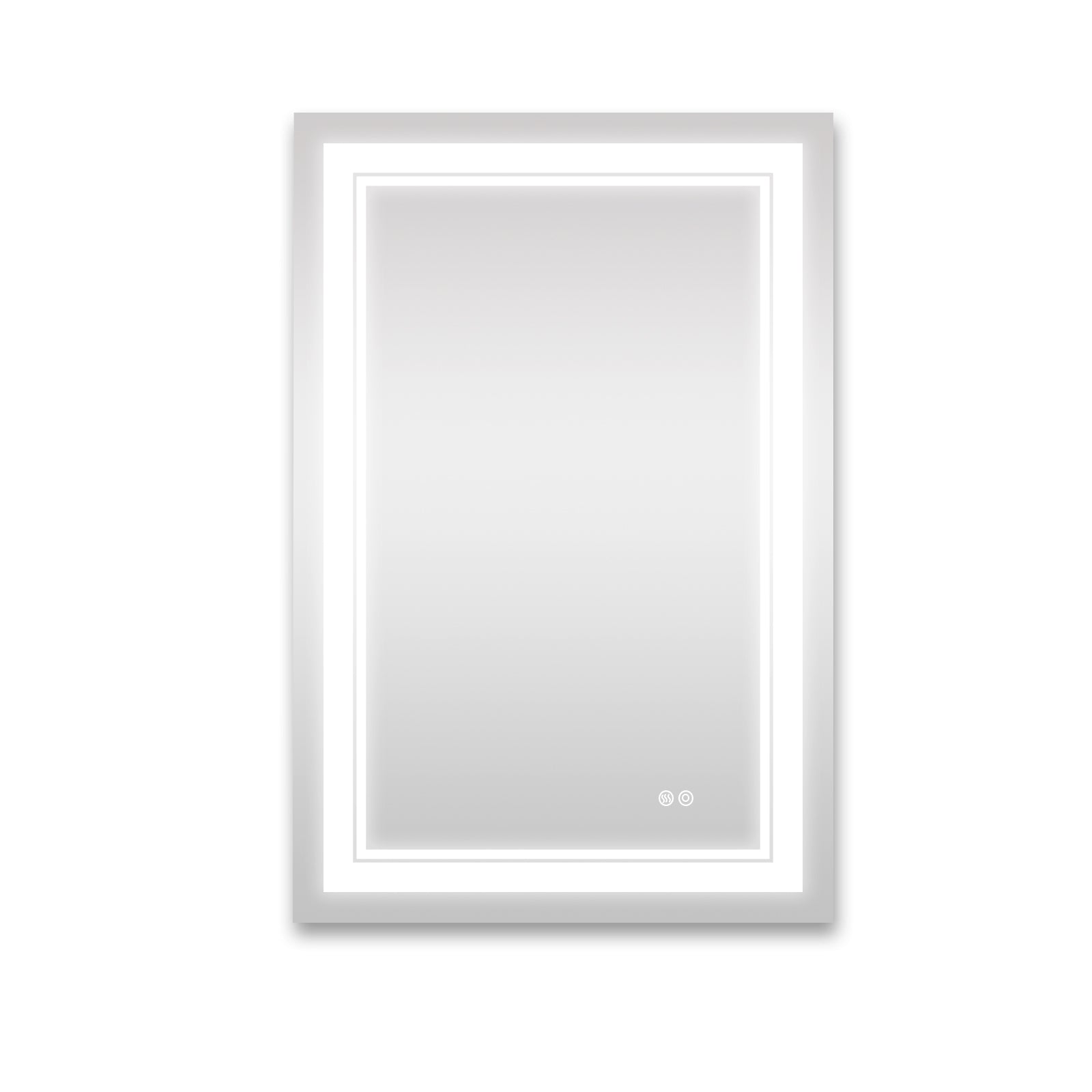 24x36 Inch LED Lighted Bathroom Mirror with 3 Colors silver-aluminium