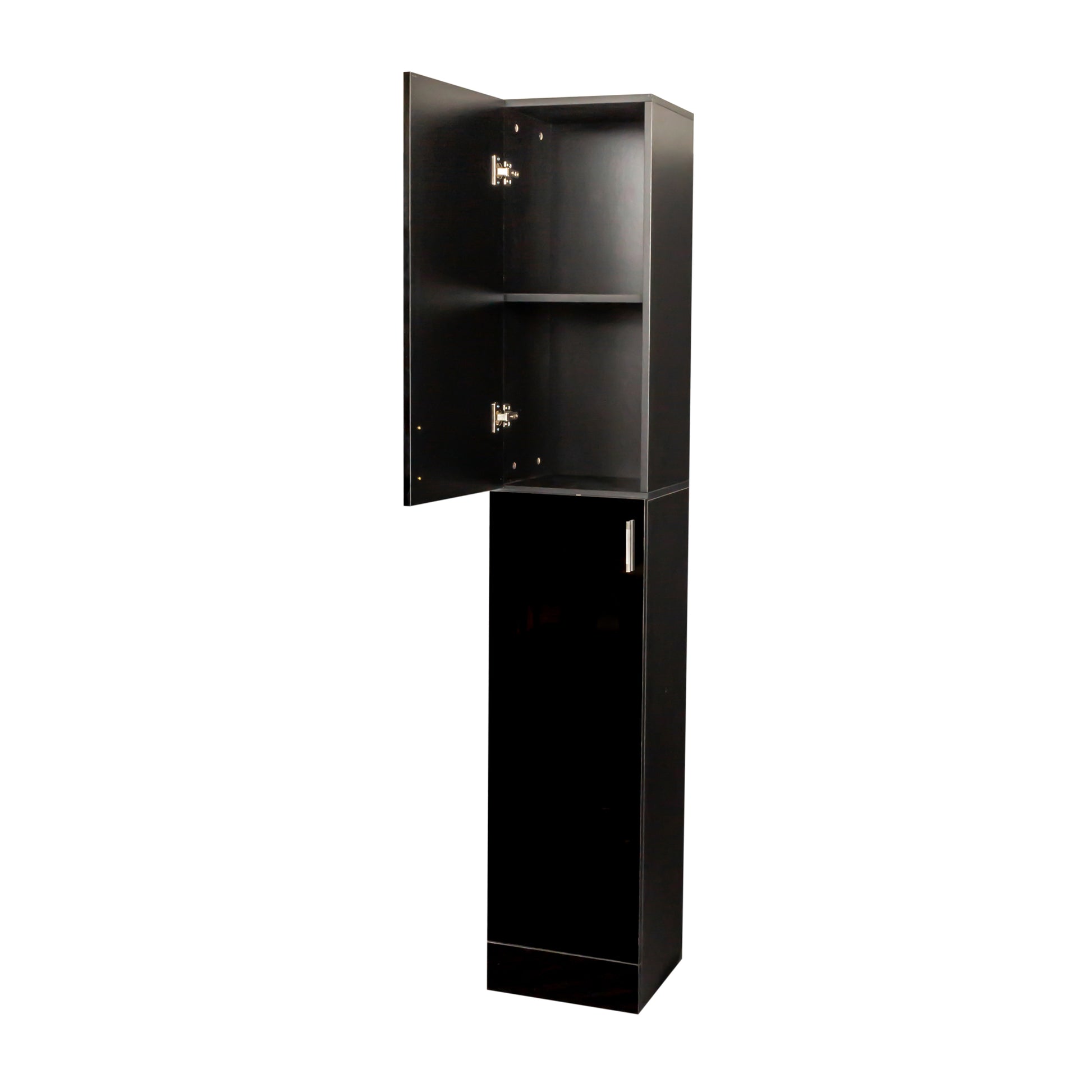 Freestanding Cabinet With Inadjustable Shelves And Two Doors For Kitchen, Dining Room,Black Black Mdf