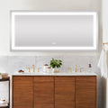 60x28 Inch LED Lighted Bathroom Mirror with 3 Colors silver-aluminium