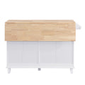 Farmhouse Kitchen Island Set with Drop Leaf and white-white-kitchen-farmhouse-rectangular-kitchen