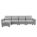 Modern Large L Shape Feather Filled Sectional Sofa, Convertible Sofa Couch With Reversible Chaise For Living Room Light Gray Chenille 5 Seat