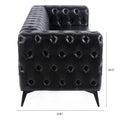 84.06 Inch Width Traditional Square Arm Removable Cushion 3 Seater Sofa Black Foam Pu