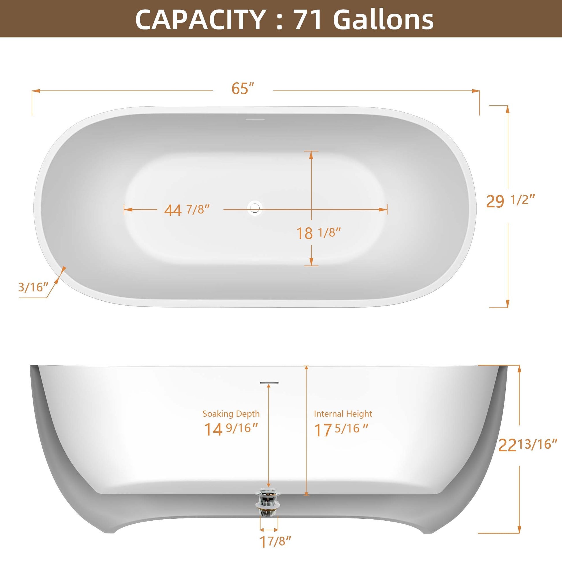 65" Acrylic Free Standing Tub Classic Oval Shape Soaking Tub, Adjustable Freestanding Bathtub With Integrated Slotted Overflow And Chrome Pop Up Drain Anti Clogging Matte White Matte White Oval Bathroom Freestanding Tubs Polished 61 69 In Modern Soaking