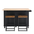 Farmhouse Kitchen Island Set with Drop Leaf and black-kitchen-farmhouse-rectangular-kitchen