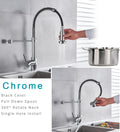 Single Handle Pull Down Sprayer Kitchen Sink Faucet Chrome Metal