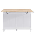 Farmhouse Kitchen Island Set With Drop Leaf And 2 Seatings,Dining Table Set With Storage Cabinet, Drawers And Towel Rack, White Rustic Brown White White Kitchen Farmhouse Rectangular Kitchen Island Sets Rubberwood Solid Wood Small Less Than 40In