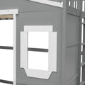 Twin Size House Loft Bed With Ladder Gray White Frame White Gray Solid Wood