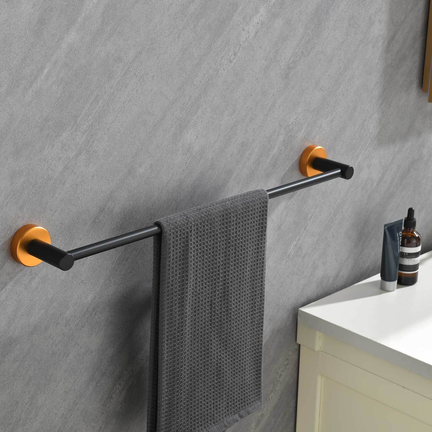 6 Piece Bathroom Towel Rack Set Wall Mount matt black-aluminium