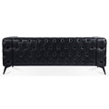 84.06 Inch Width Traditional Square Arm Removable Cushion 3 Seater Sofa Black Foam Pu