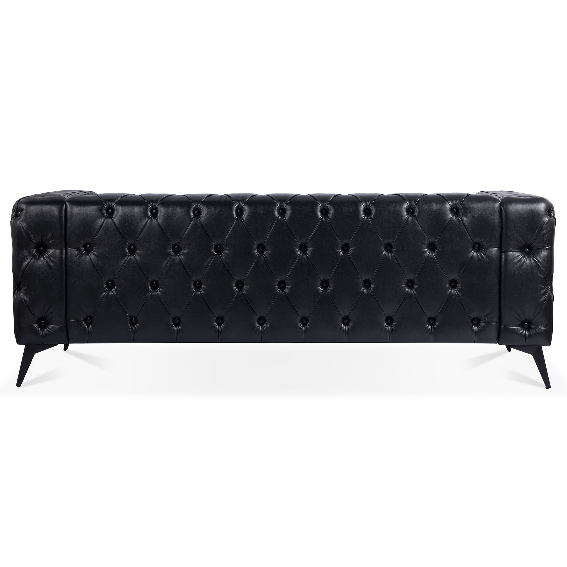 84.06 Inch Width Traditional Square Arm Removable Cushion 3 Seater Sofa Black Foam Pu