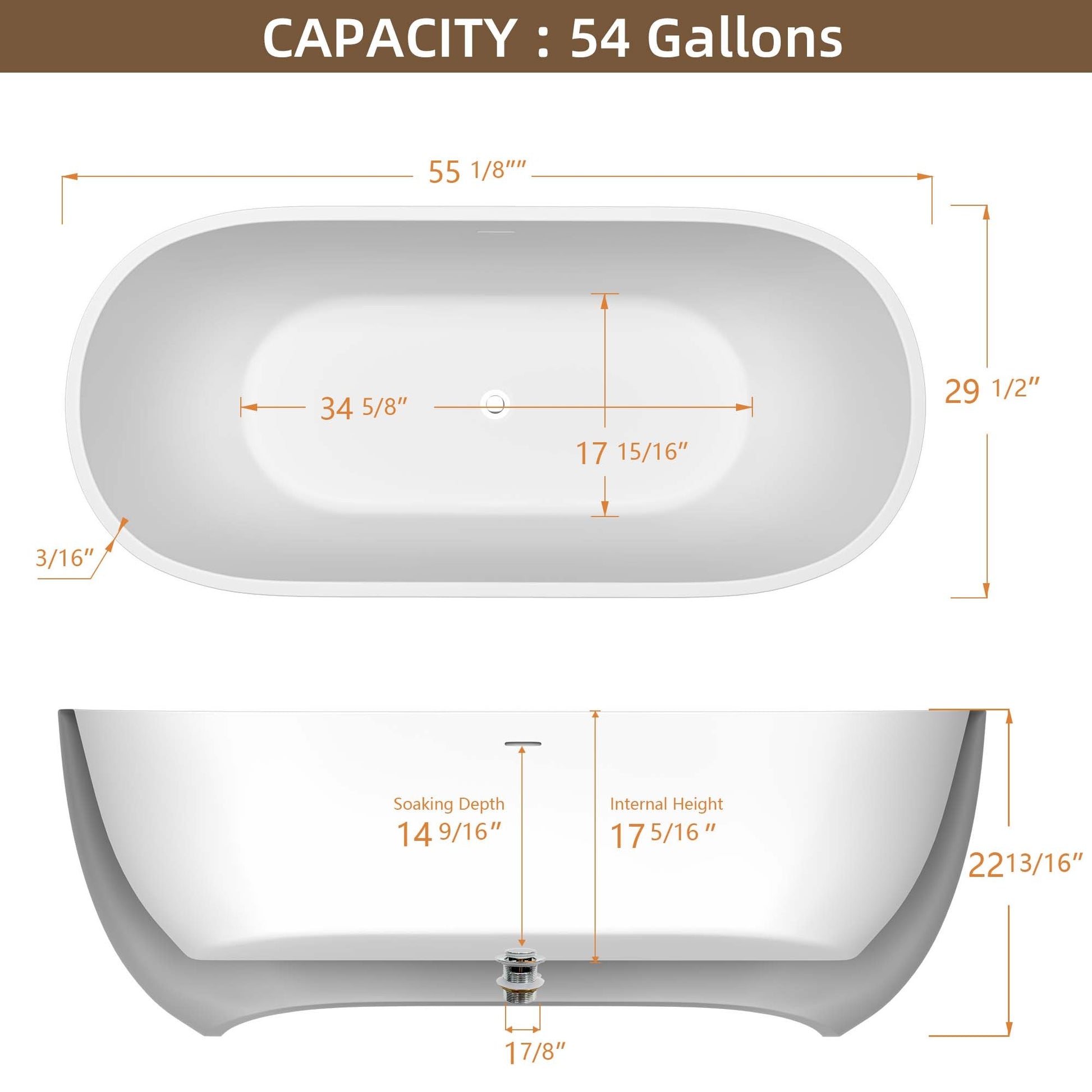 55" Acrylic Free Standing Tub Classic Oval Shape Soaking Tub, Adjustable Freestanding Bathtub With Integrated Slotted Overflow And Chrome Pop Up Drain Anti Clogging Matte White Matte White Oval Bathroom Freestanding Tubs Matte Less Than 59 In Modern