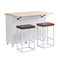 Farmhouse Kitchen Island Set with Drop Leaf and white-white-kitchen-farmhouse-rectangular-kitchen