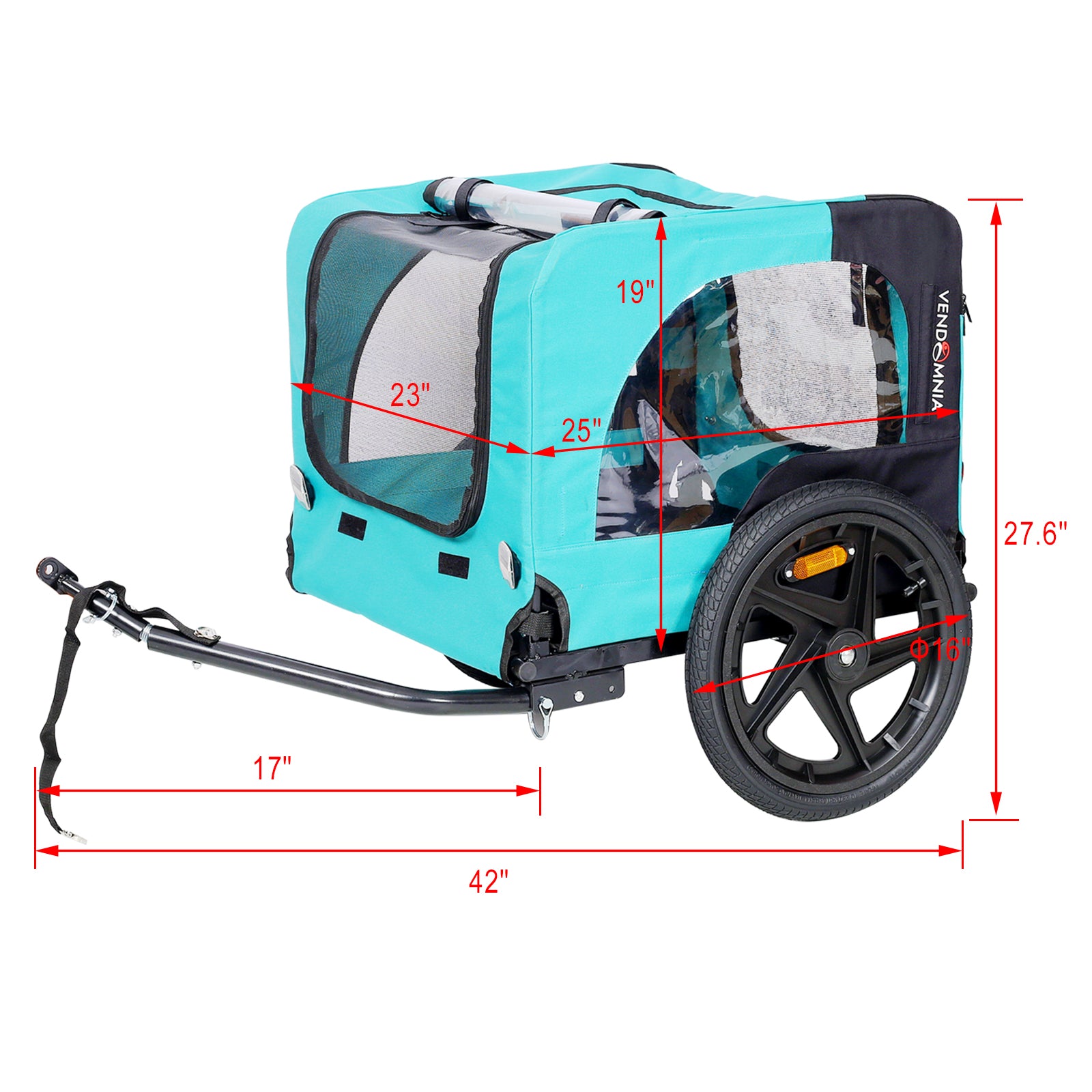 Light Green Foldable Pet Jogging Stroller Dog Carriers Bicycle Trailer Pet Dog Cat Bike Trailer Light Blue Oxford Fabric Metal