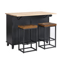 Farmhouse Kitchen Island Set with Drop Leaf and black-kitchen-farmhouse-rectangular-kitchen