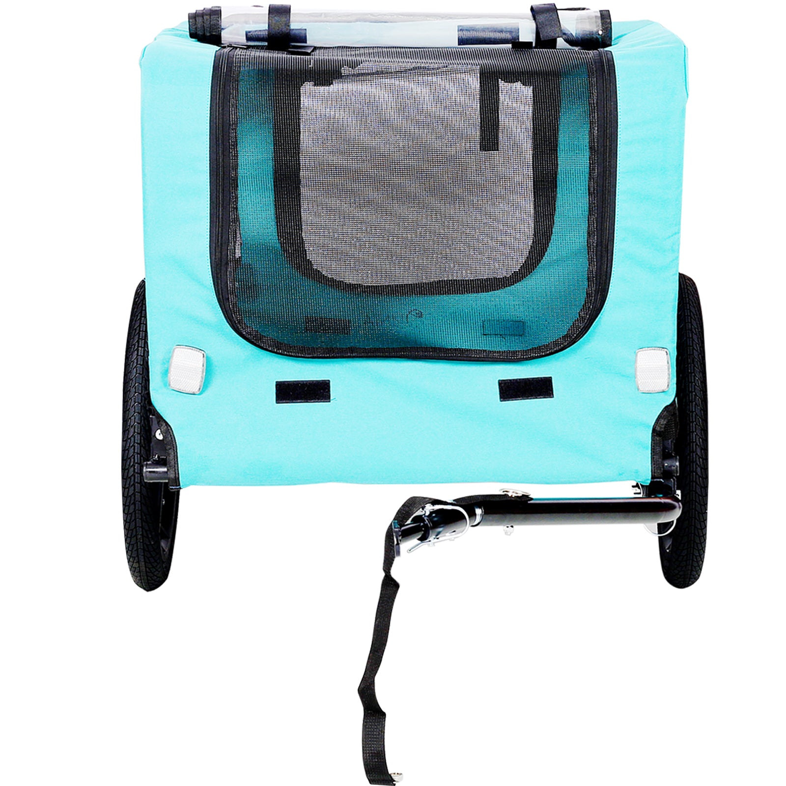Light Green Foldable Pet Jogging Stroller Dog Carriers Bicycle Trailer Pet Dog Cat Bike Trailer Light Blue Oxford Fabric Metal