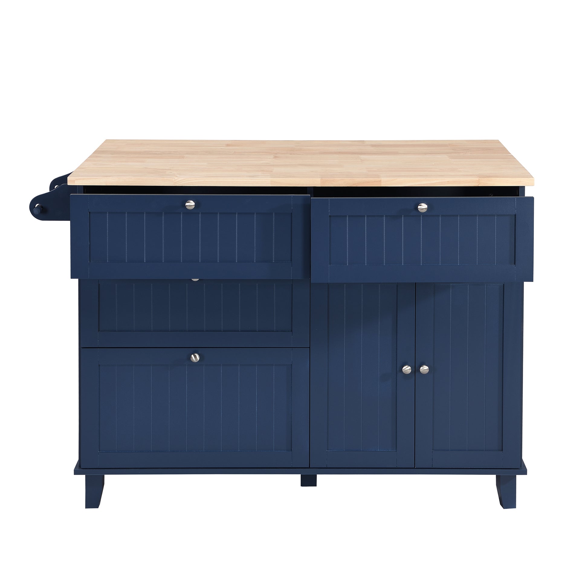 Farmhouse Kitchen Island Set with Drop Leaf and blue-kitchen-farmhouse-rectangular-kitchen island