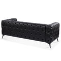 84.06 Inch Width Traditional Square Arm Removable Cushion 3 Seater Sofa Black Foam Pu