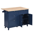 Farmhouse Kitchen Island Set with Drop Leaf and blue-kitchen-farmhouse-rectangular-kitchen island