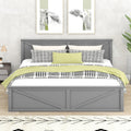 King Size Wooden Platform Bed With Four Storage Drawers And Support Legs, Gray Gray Pine