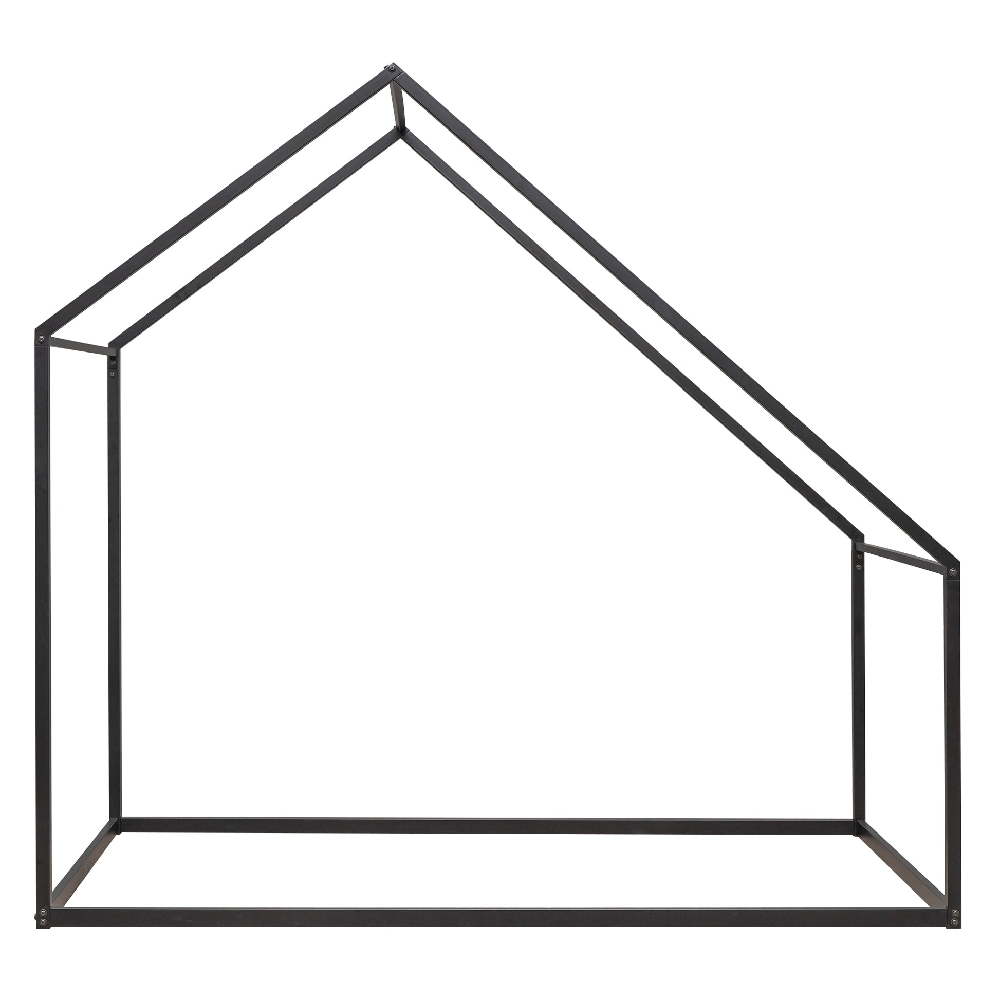 Twin Size Metal House Bed Kids Bed, Black Black Metal