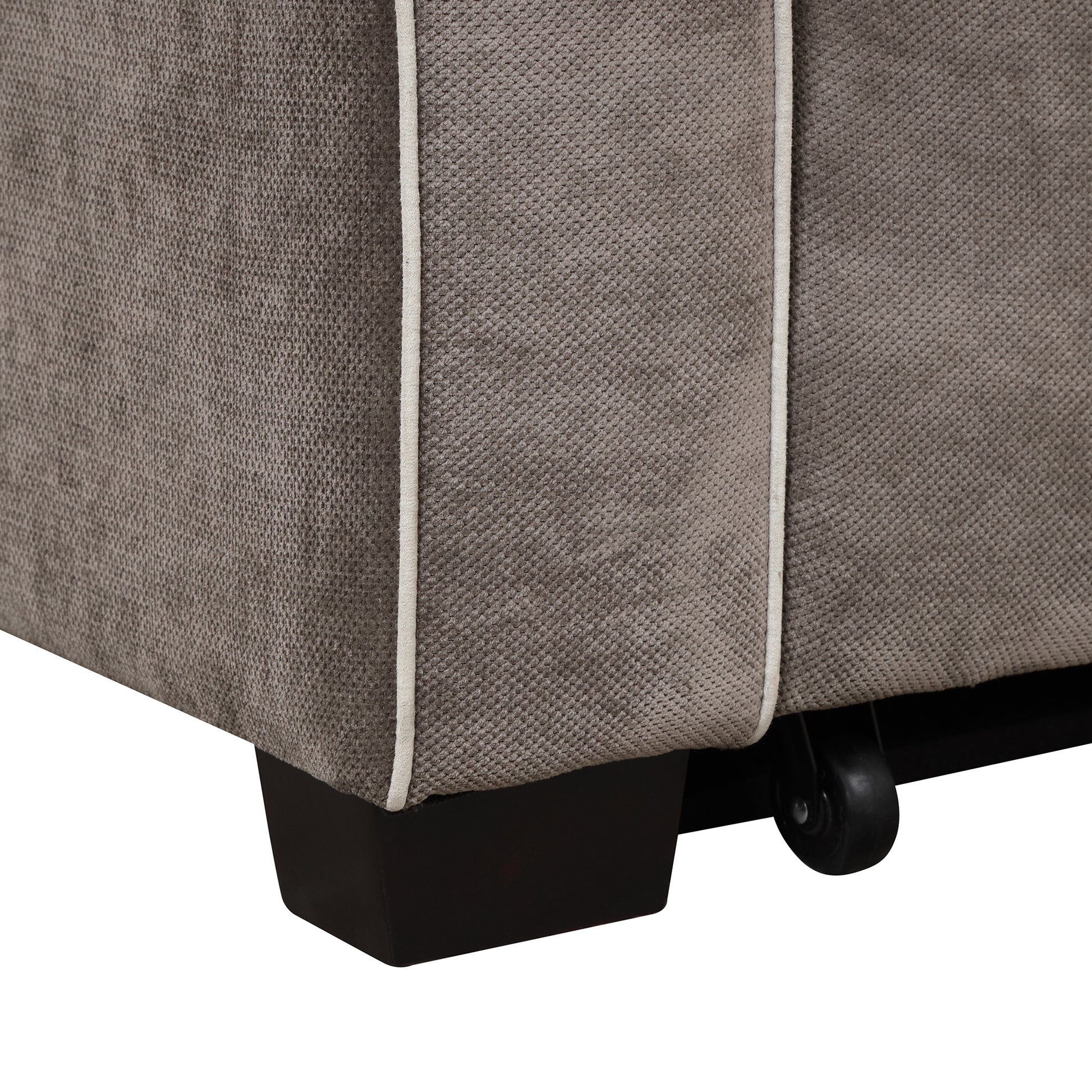 66.5" Linen Upholstered Sleeper Bedpull Out Sofa Bed Couch Attached Two Throw Pillows,Dual Usb Charging Port And Adjustable Backrest For Living Room Space,Brown Gray Brown Gray Foam Linen 2 Seat