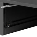 Modern Glossy Coffee Table With Drawer, 2 Tier Rectangle Center Table With Led Lighting For Living Room, 39.3''X19.6''X15.3'', Black Black Particle Board