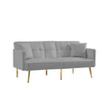 Grey Velvet Futon Sofa Bed With Gold Metal Legs Grey Velvet Wood Tufted Back Eucalyptus Square Arms Foam Velvet 2 Seat