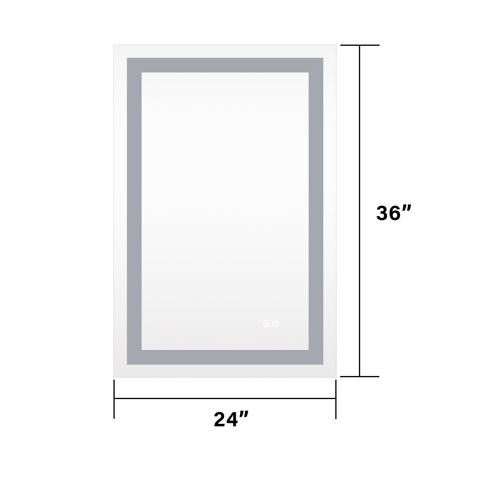 24x36 Inch LED Lighted Bathroom Mirror with 3 Colors silver-aluminium