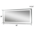60x28 Inch LED Lighted Bathroom Mirror with 3 Colors silver-aluminium