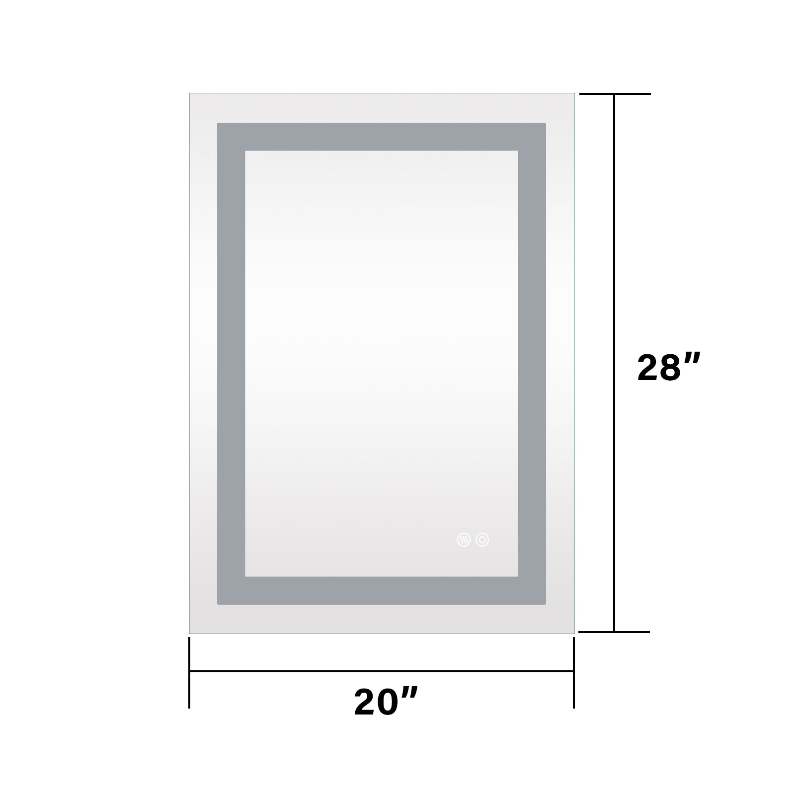 20x28 Inch LED Lighted Bathroom Mirror with 3 Colors silver-aluminium